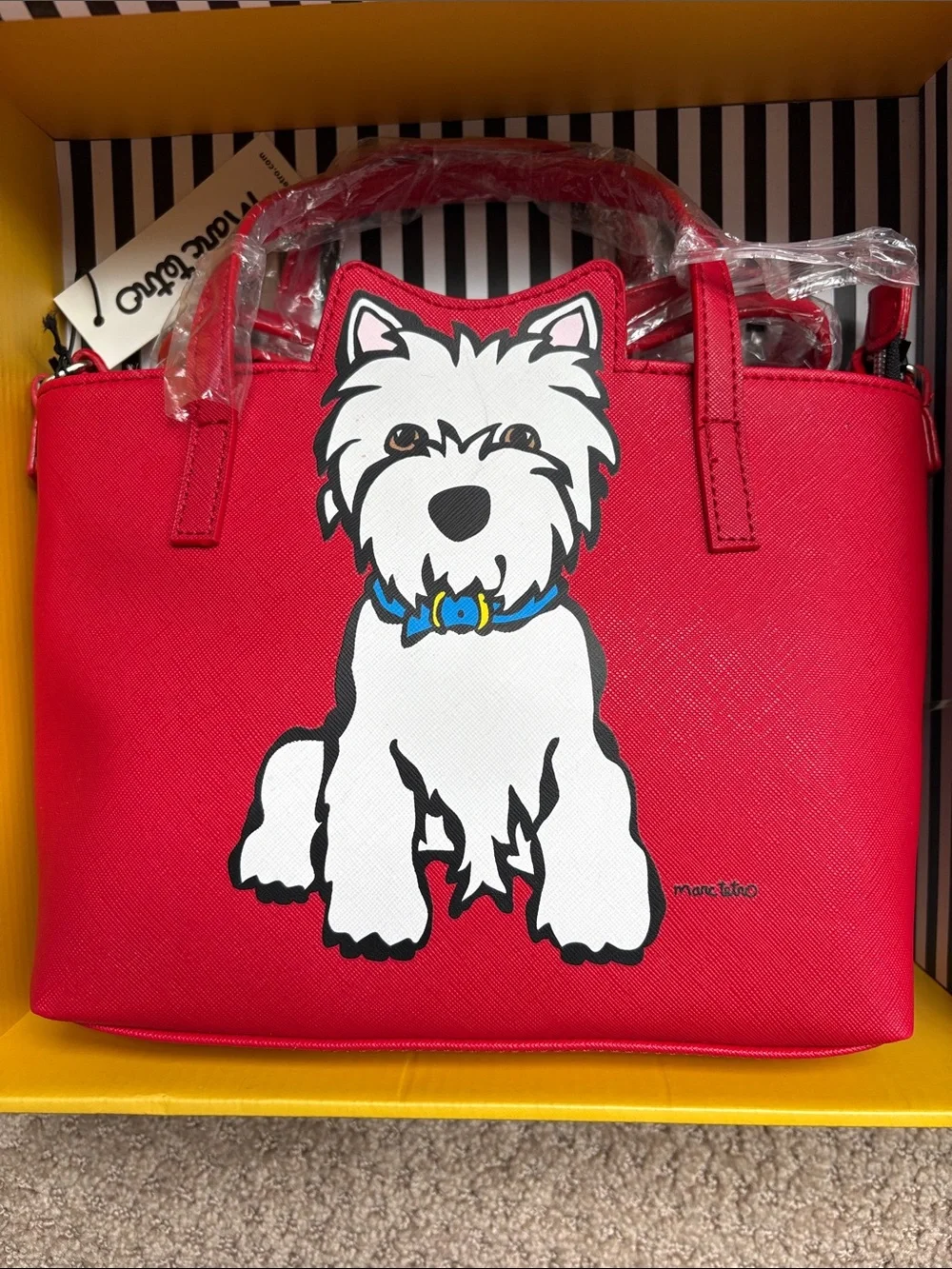 Marc Tetro Westie red Mini Tote with Matching Card Wallet included in gift box